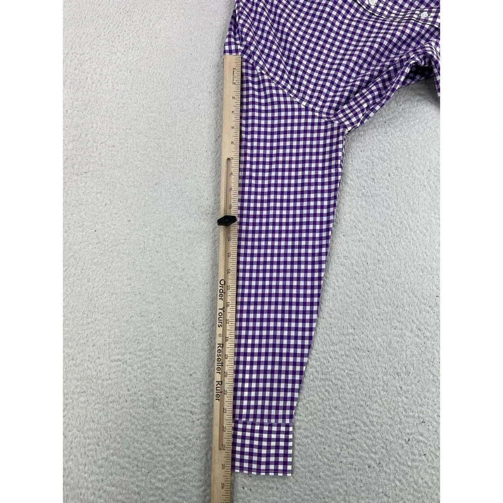 J.Crew Mens Purple Gingham Slim Fit Dress Shirt 15.5 34/35 120s 2-Ply Cotton